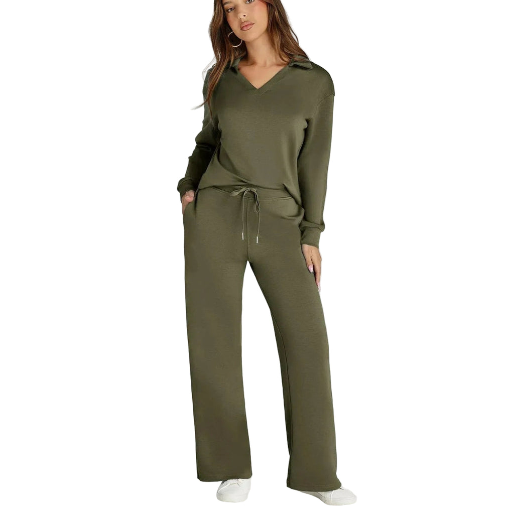 Luksusowy Wygodny Damski Zestaw Dresowy Z Dekoltem V