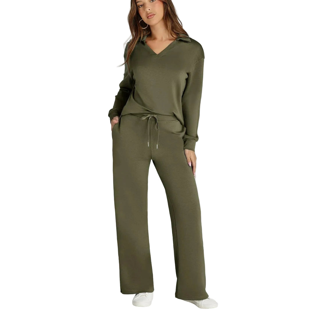 Luksusowy Wygodny Damski Zestaw Dresowy Z Dekoltem V