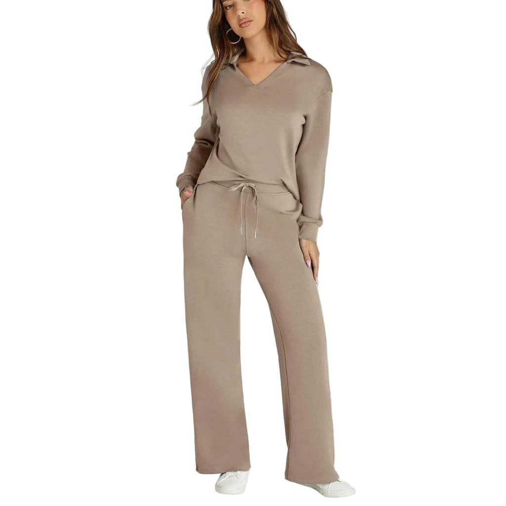 Luksusowy Wygodny Damski Zestaw Dresowy Z Dekoltem V