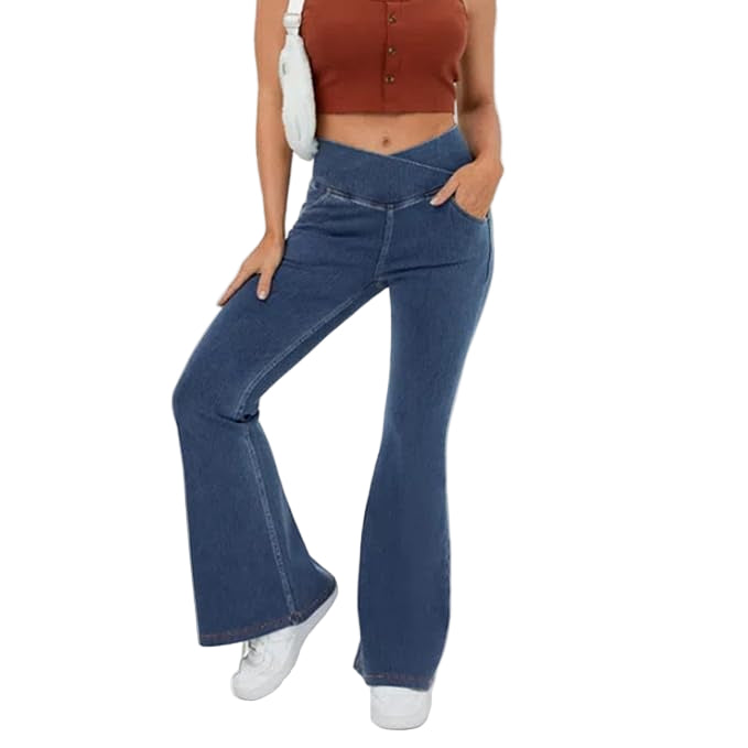 Elastyczne Rozszerzane Damskie Spodnie Z Wysokim Stanem