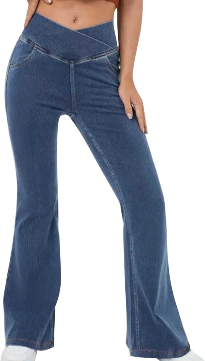 Elastyczne Rozszerzane Damskie Spodnie Z Wysokim Stanem