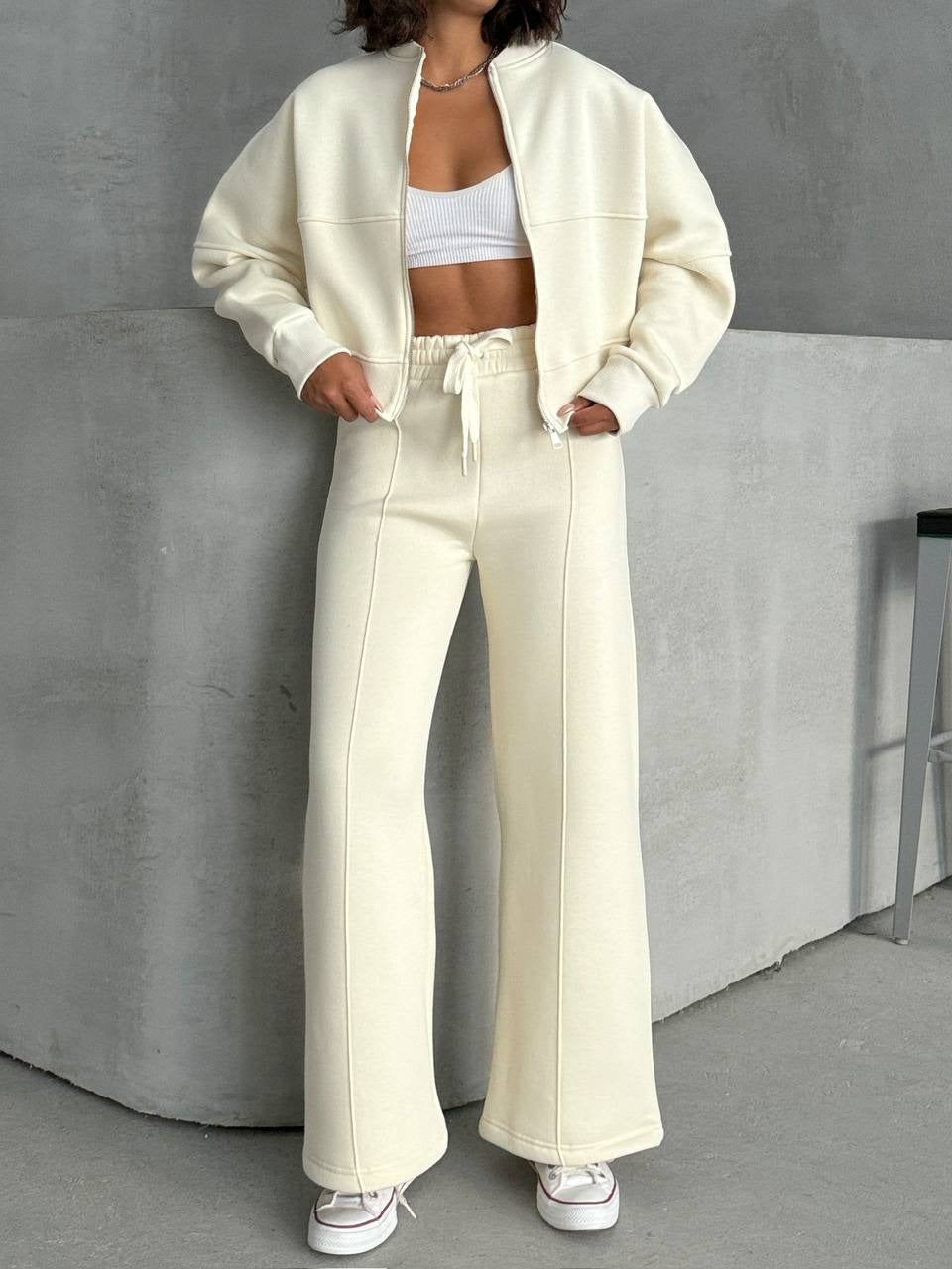 Luksusowy Damski Dres Trzyczęściowy z Kamizelką Topem i Spodniami