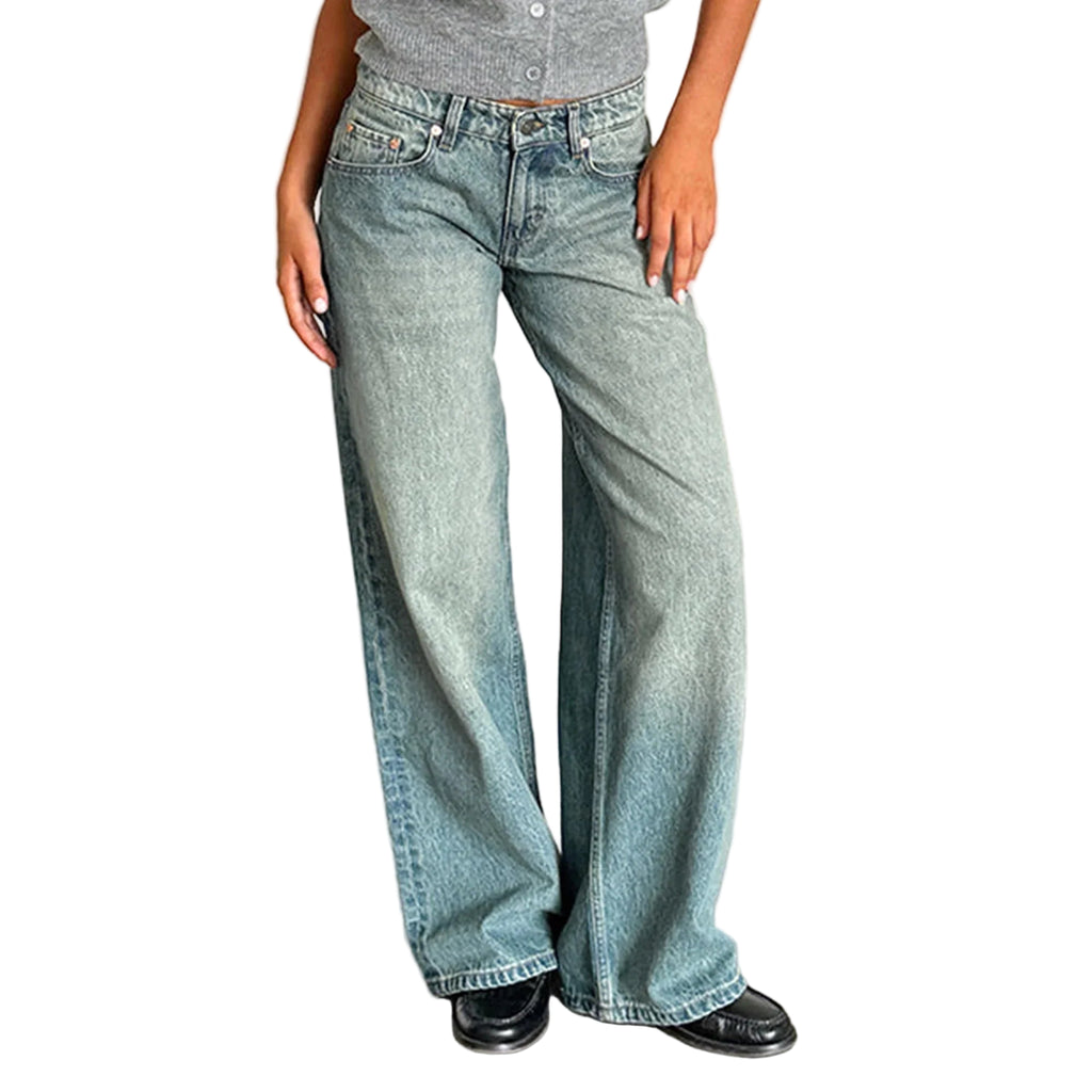 Elastyczne Jeansy Z Niskim Stanem I Szerokimi Nogawkami