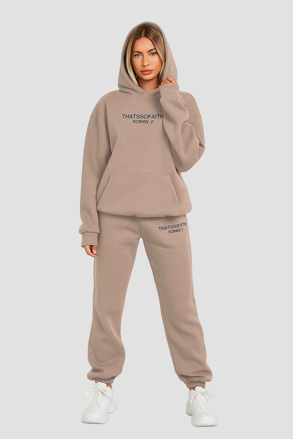 Casual Damski Dres z Oversize Bluza z Kapturem i Spodniami Jogger