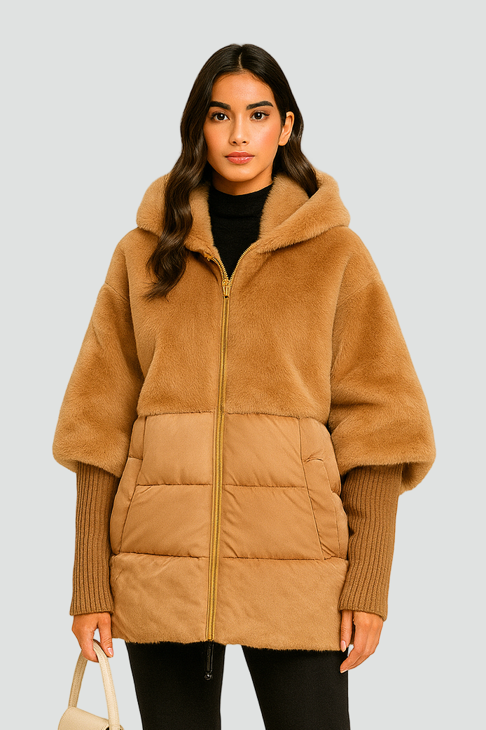 Ciepła Pikowana Kurtka Puchowa z Kapturem dla Kobiet