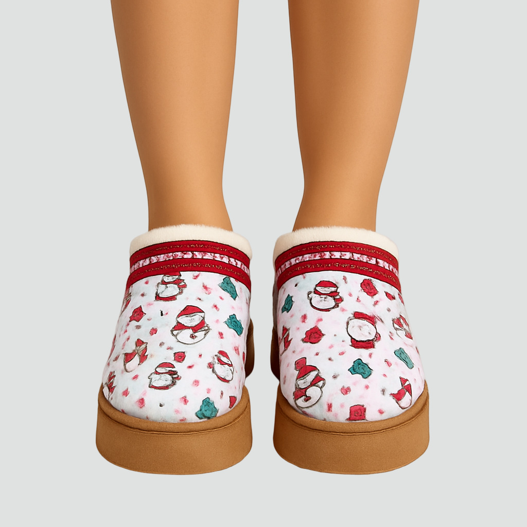 Ciepłe Damskie Kapcie Świąteczne z Miękkim Futrzanym Wnętrzem