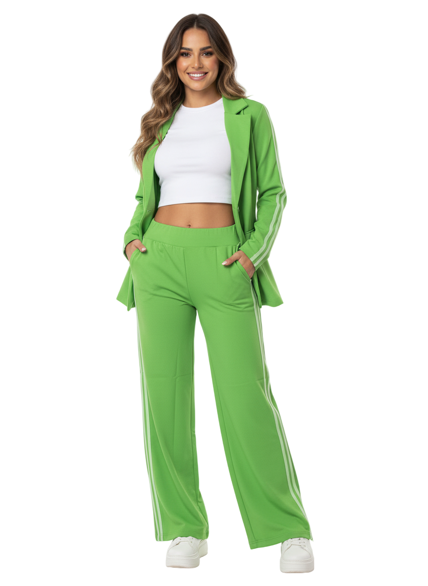 Stylowy Zestaw Damski Ze Spodniami I Marynarką W Paski