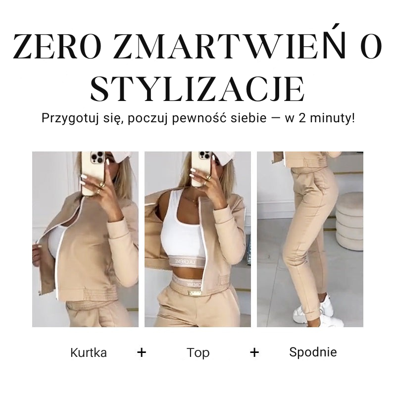 Luksusowy Damski Dres Trzyczęściowy z Kamizelką Topem i Spodniami