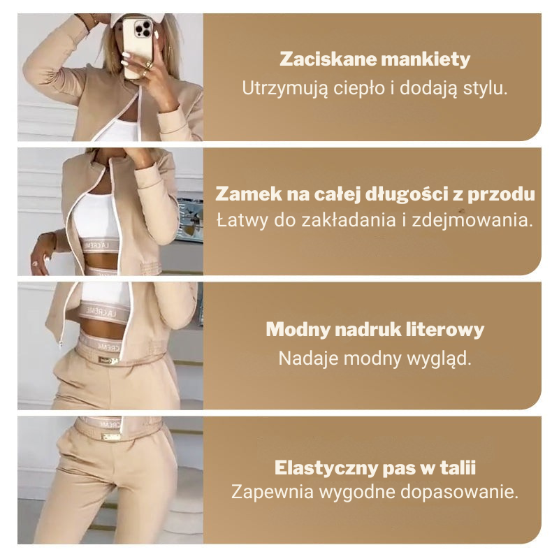 Luksusowy Damski Dres Trzyczęściowy z Kamizelką Topem i Spodniami