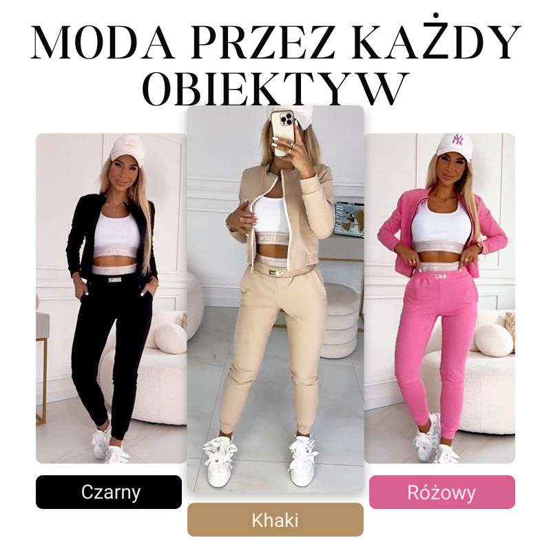 Luksusowy Damski Dres Trzyczęściowy z Kamizelką Topem i Spodniami