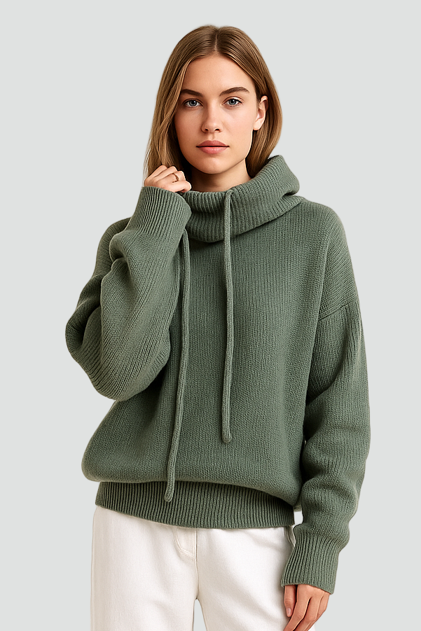 Miękka Dzianinowa Damska Bluza Oversize z Kapturem