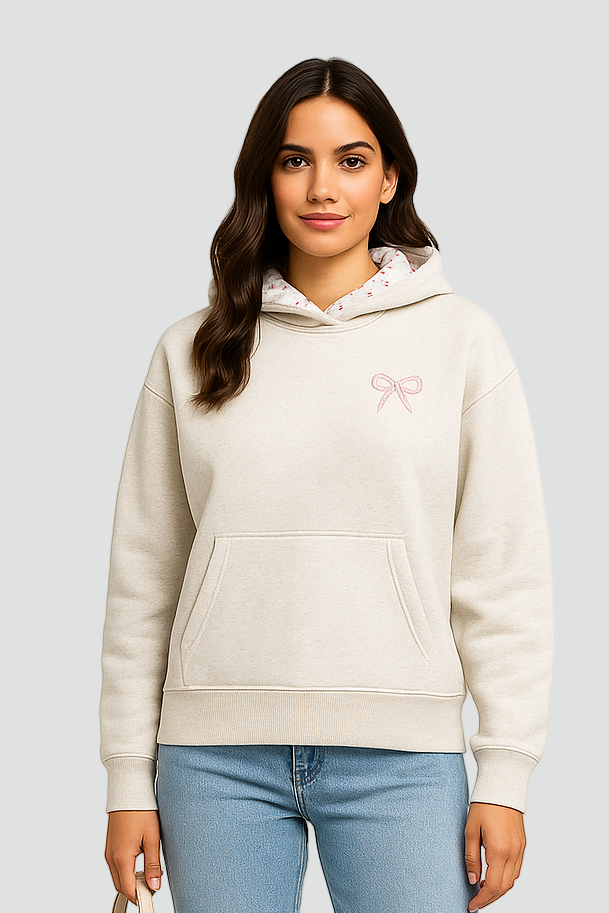 Miękka Oversize Bluza z Kapturem i Kokardką