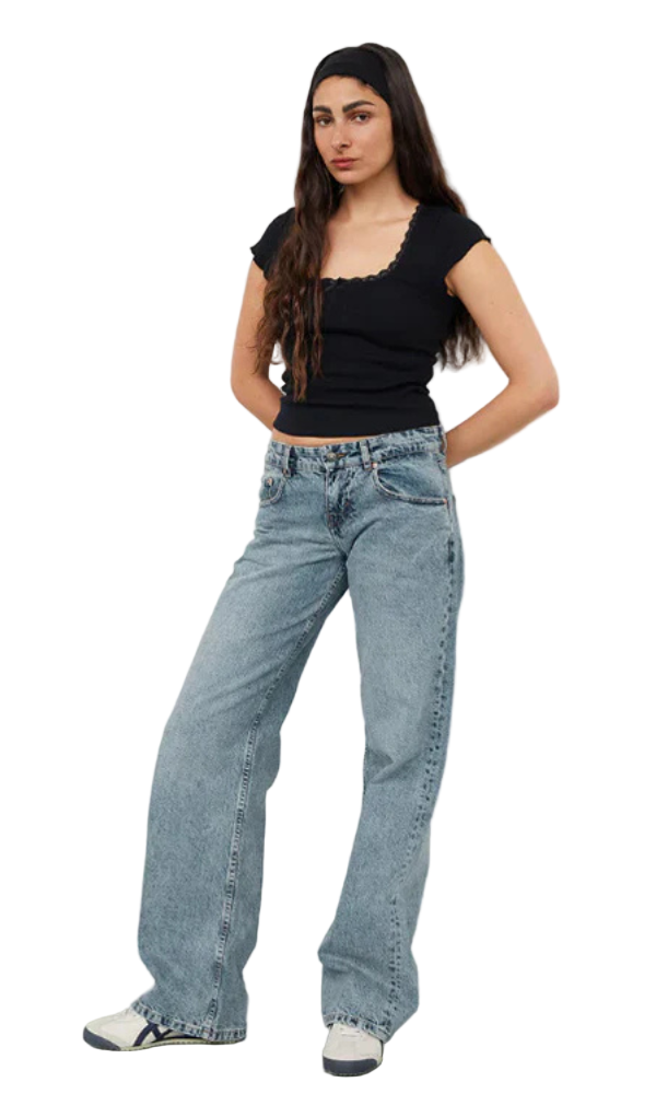 Elastyczne Jeansy Z Niskim Stanem I Szerokimi Nogawkami