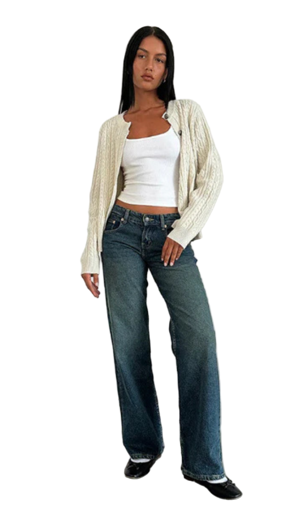 Elastyczne Jeansy Z Niskim Stanem I Szerokimi Nogawkami