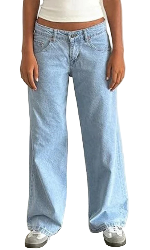 Elastyczne Jeansy Z Niskim Stanem I Szerokimi Nogawkami