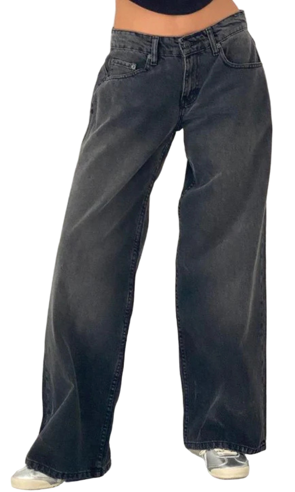 Elastyczne Jeansy Z Niskim Stanem I Szerokimi Nogawkami