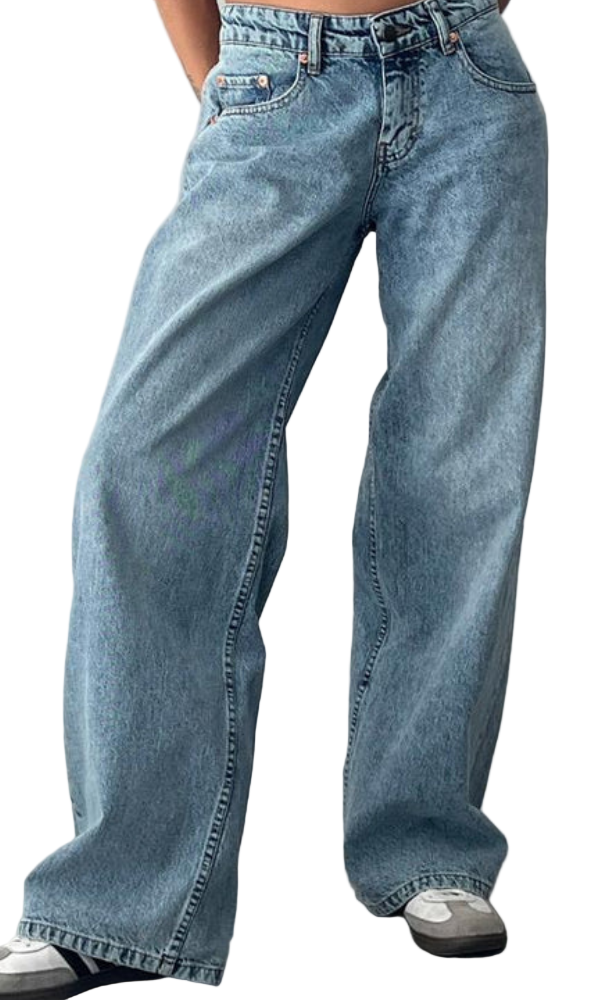 Elastyczne Jeansy Z Niskim Stanem I Szerokimi Nogawkami