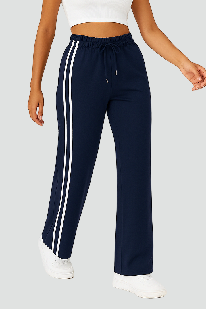 Sportowe Wygodne Damskie Spodnie Dresowe Z Wysokim Stanem I Paskami