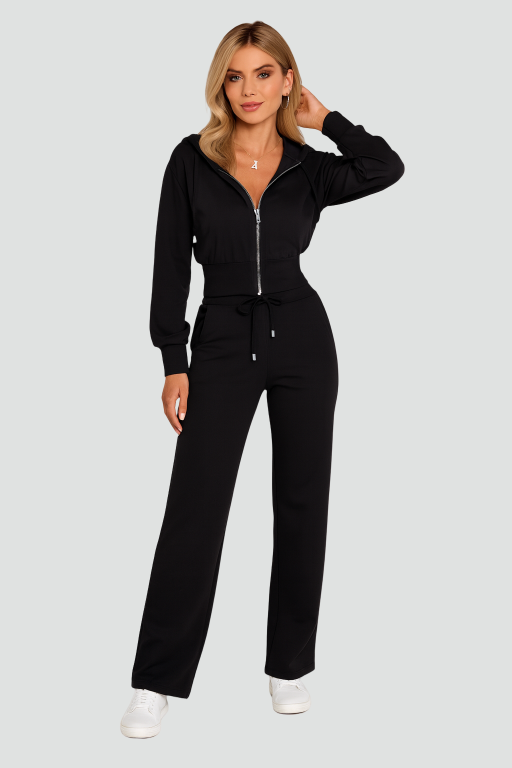 Wygodny Luksusowy Damski Dres Z Zamkiem I Kapturem