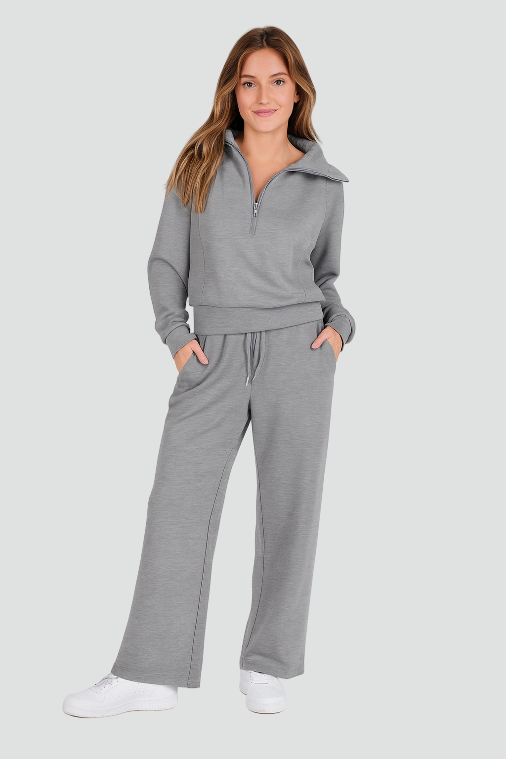 Zestaw Dwuczęściowy Loungewear Z Bluza Z Półzamkiem