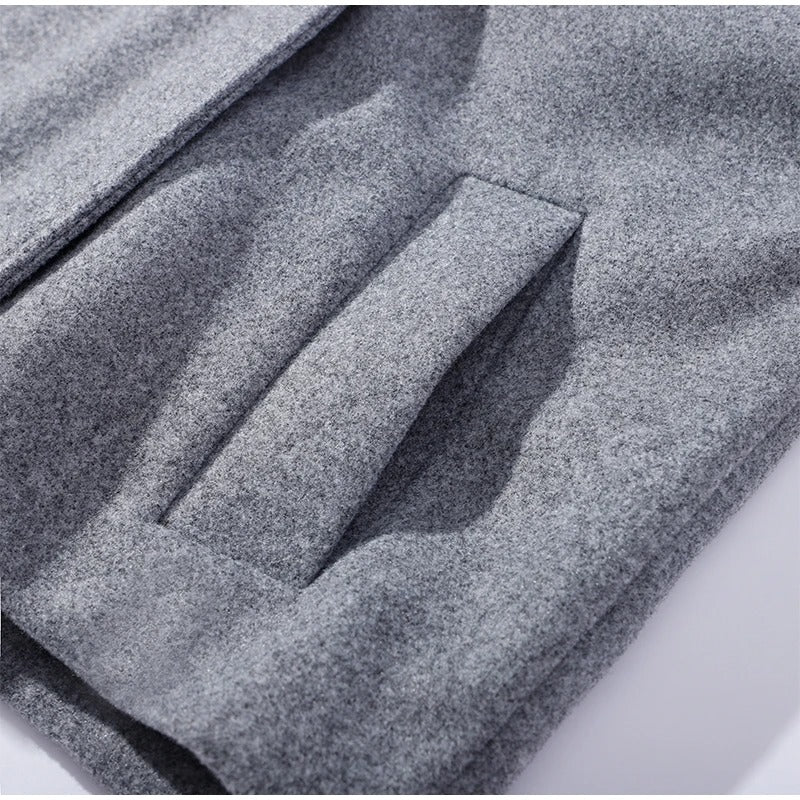 Stylowy Wełniany Płaszcz Damski Z Wysokim Kołnierzem I Podwójnymi Guzikami