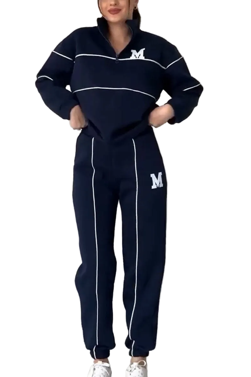 Modny Wygodny Damski Dres Z Bluza Na Pół Zamek