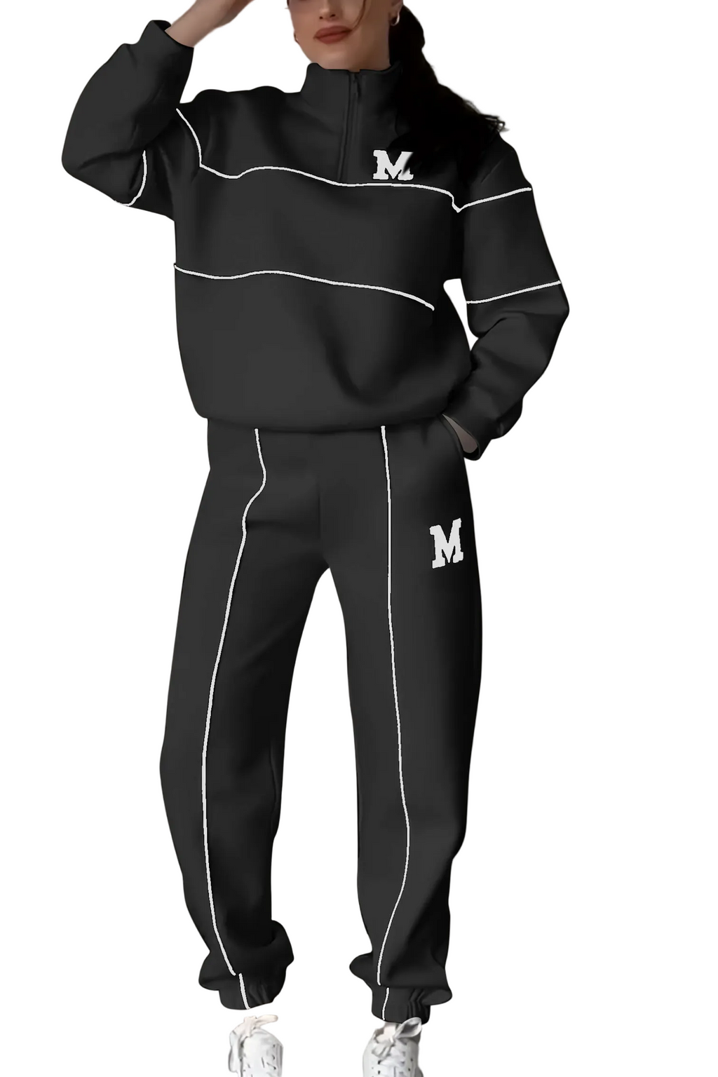 Modny Wygodny Damski Dres Z Bluza Na Pół Zamek