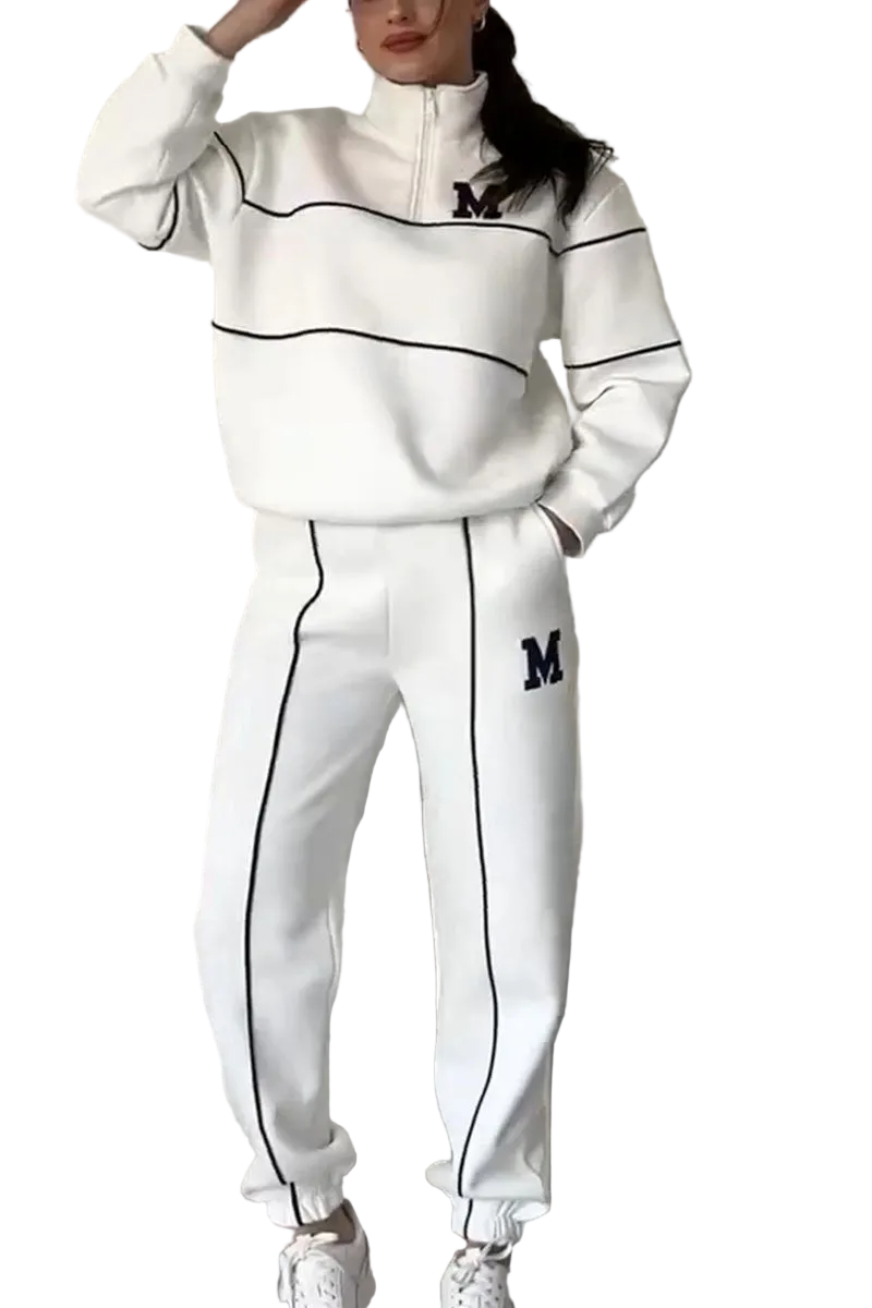 Modny Wygodny Damski Dres Z Bluza Na Pół Zamek