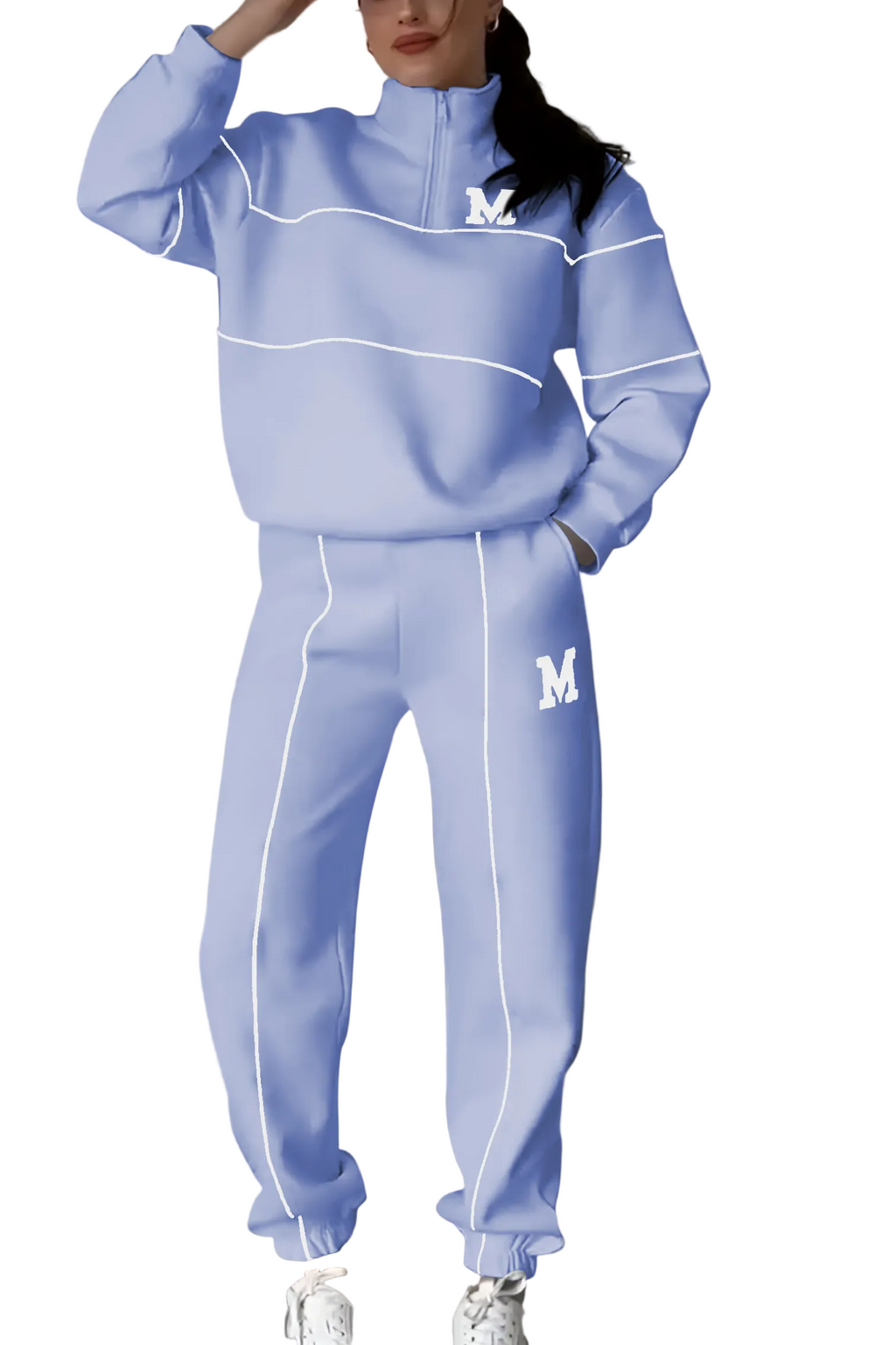 Modny Wygodny Damski Dres Z Bluza Na Pół Zamek