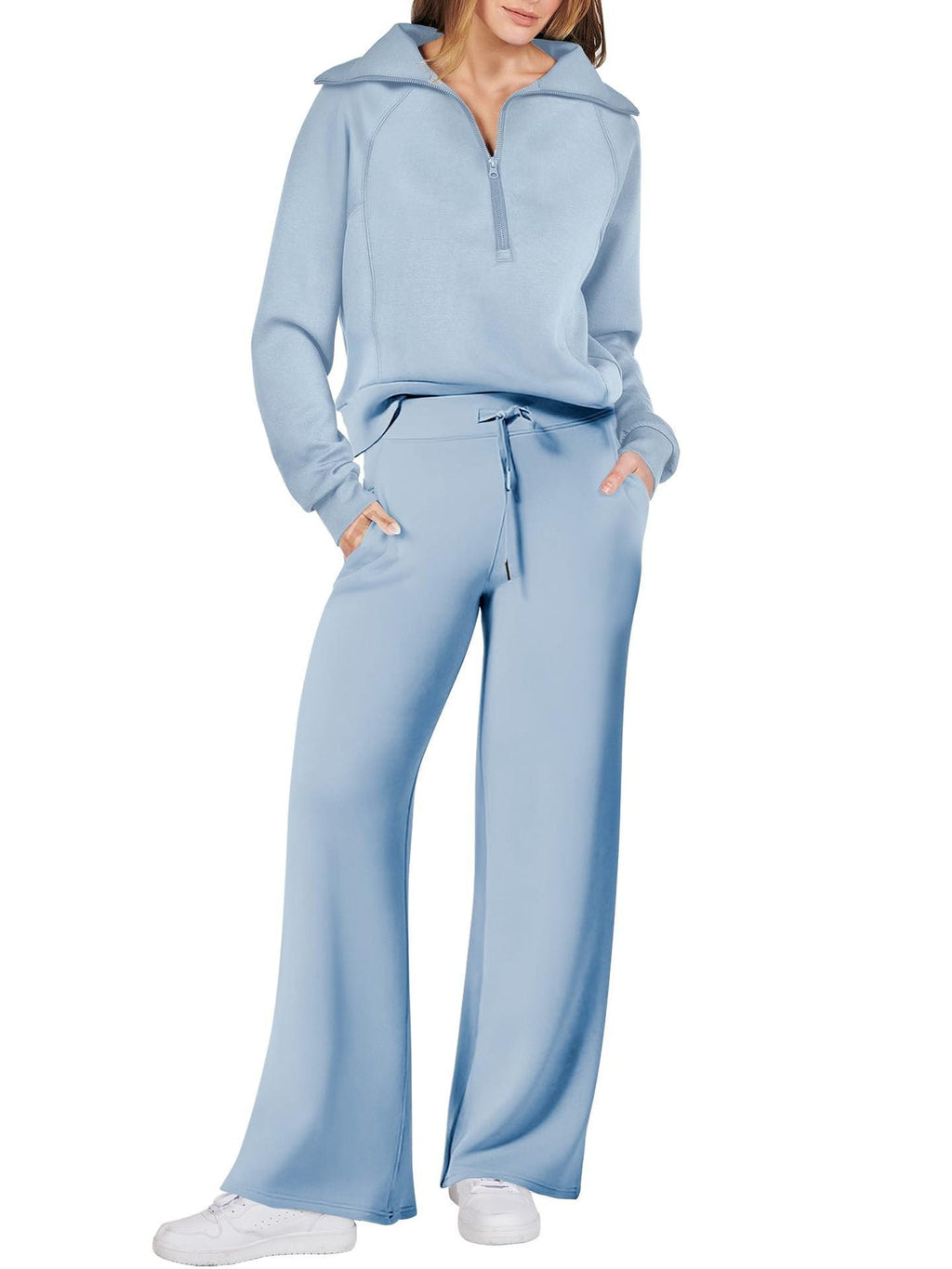 Zestaw Dwuczęściowy Loungewear Z Bluza Z Półzamkiem