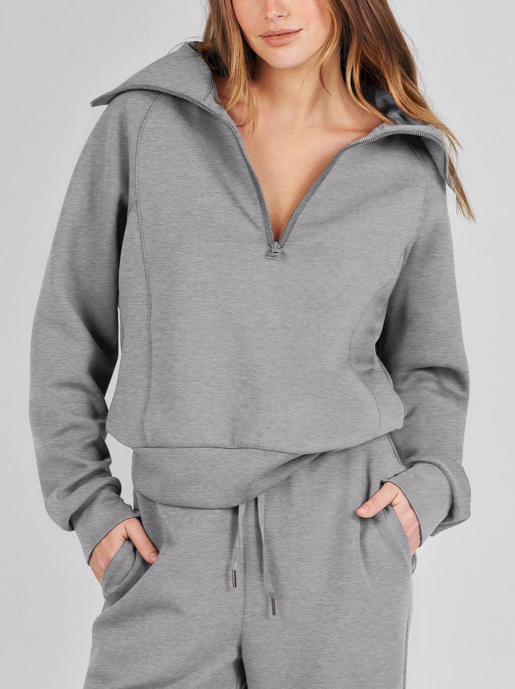 Zestaw Dwuczęściowy Loungewear Z Bluza Z Półzamkiem