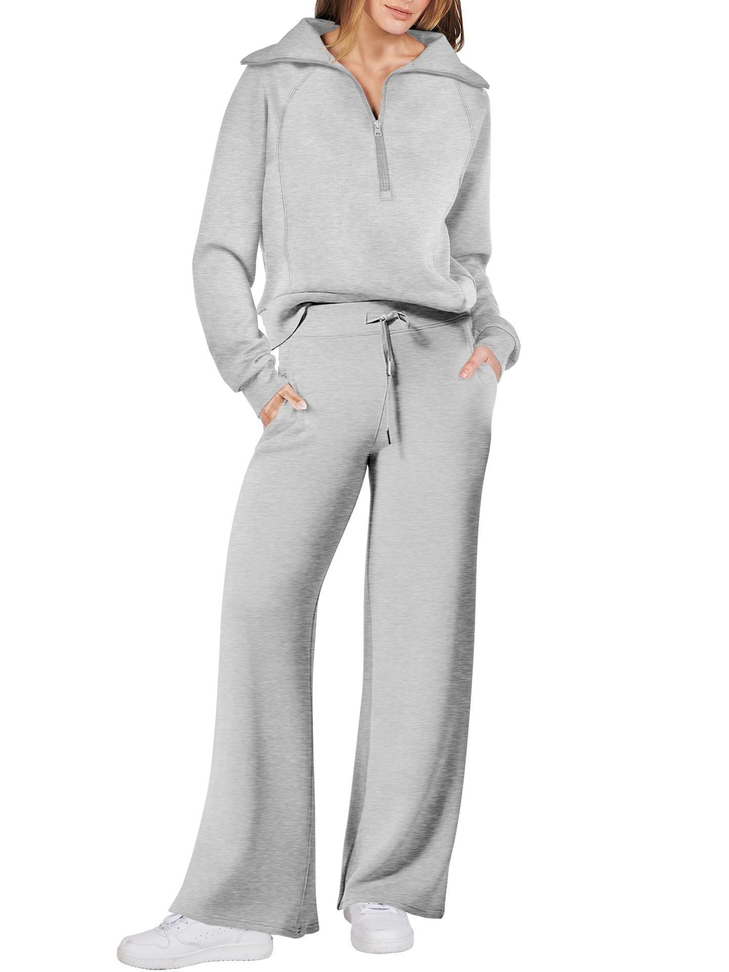 Zestaw Dwuczęściowy Loungewear Z Bluza Z Półzamkiem